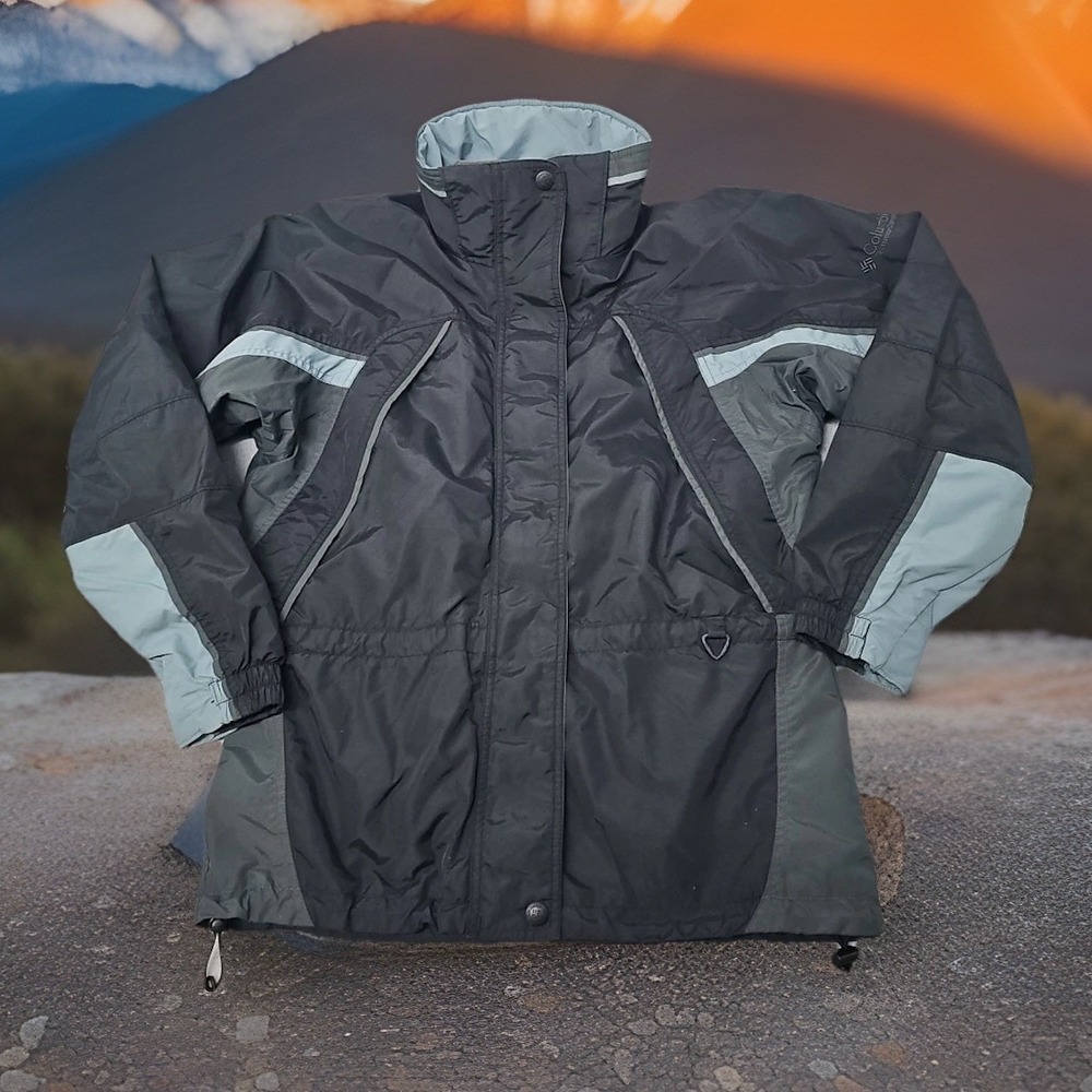 Vintage Columbia Fire Ridge Rain Jacket Womens Sz Small Black/Gray‎ Shell Only